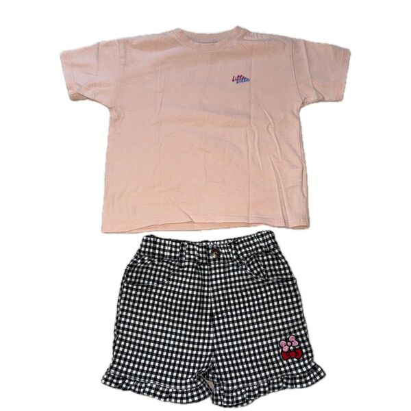 リトシー LITTC 半ズボン ショートパンツ 半袖Tシャツ 女の子 100 ギンガムチェック サンリオ マイメロ キティ セット
