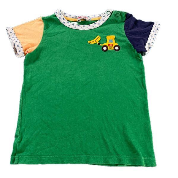 ミキハウス はたらくくるま 半袖Tシャツ 90 グリーン