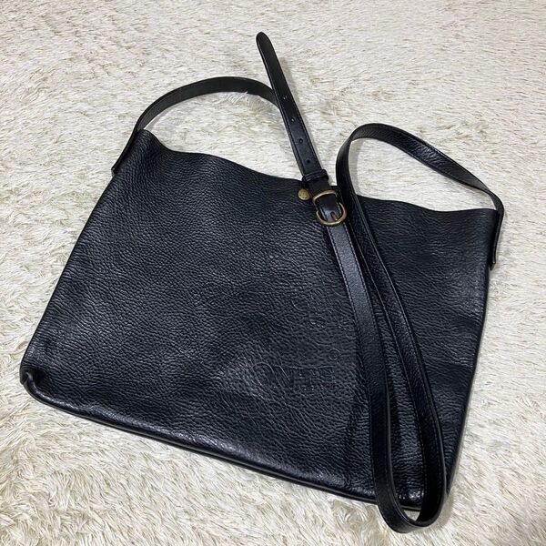 【美品】イルビゾンテ ショルダーバッグ ビッグロゴ レザー 斜め掛け サコッシュ
