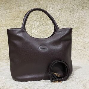 LONGCHAMP ロンシャン ハンドバッグ 2way レザー ブラウン