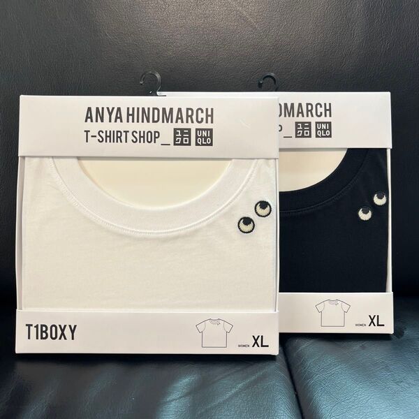 アニヤ ユニクロ ANYA 半袖 Tシャツ 丸首 UNIQLO アニヤハインドマーチ 白 黒 色違い 綿100 2枚