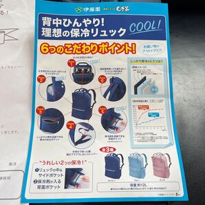 背中ひんやり!保冷リュック ネイビー 伊藤園 健康ミネラル麦茶 背面ポケット 保冷 通学 暑さ対策 通勤 こだわり リュックサック