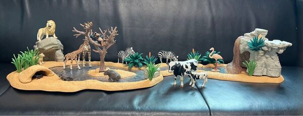 【廃盤】シュライヒ 水飲み場 フルセット フィギュア 置物 インテリア ピンクの滝 42321 Wild Life