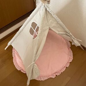 ティピーテント マット付き 秘密基地 小窓付き 簡単 知育 知育玩具 キッズ こども 小物置き インテリア