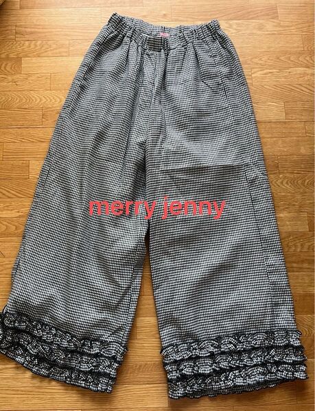 merry jenny ギンガムチェック フレアパンツ フリル付き