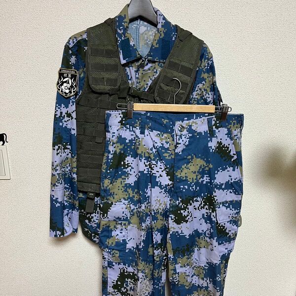 07海洋迷彩夏作訓服 中国軍 人民解放軍 軍服 ミルテック テクニカルベスト 170/92-96 サバゲー