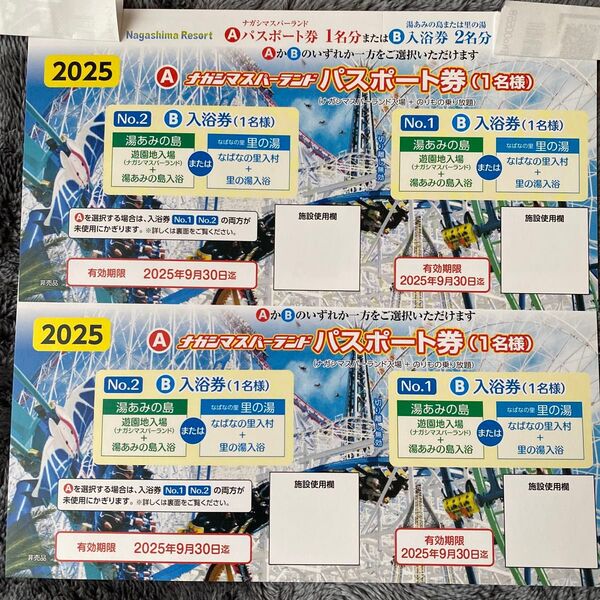 ナガシマスパーランド ナガシマスパーランドパスポート 2枚