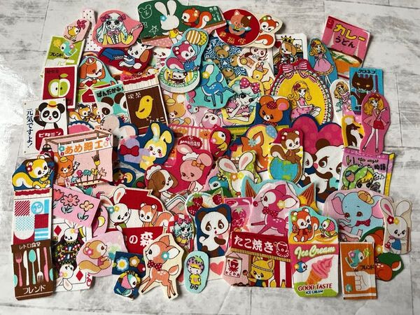 ハンドメイド布シール80枚☆昭和レトロアニマル☆はいから横丁横町☆ハニーチューン☆ときめきフレンズ☆おとめちっくガール