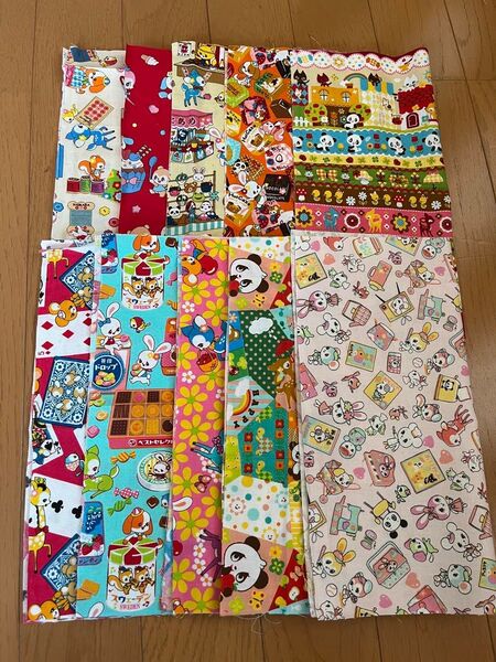 生地ハギレ10枚セット☆昭和レトロアニマル☆はいから横丁横町☆ハニーチューン☆ときめきフレンズ☆ハンドメイドに