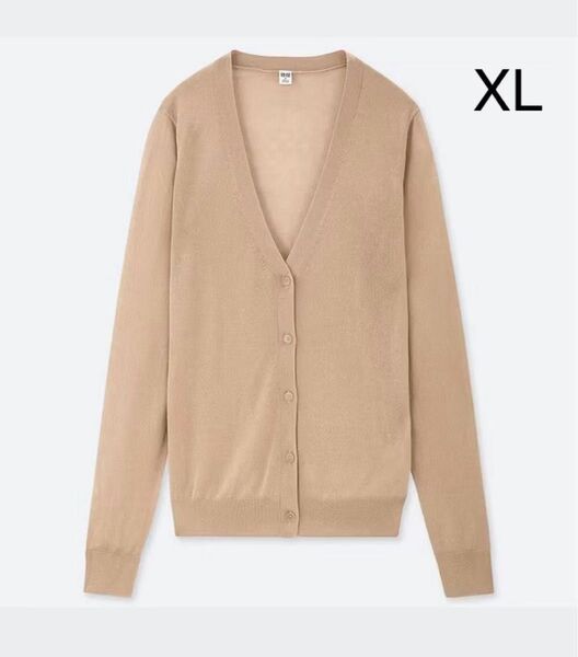 UNIQLO ユニクロ ライト Vネック カーディガン ベージュ XL 洗える シアー