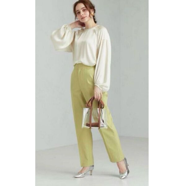 UNITED ARROWS ユナイテッドアローズ グリーンレーベルリラクシング 春夏 テーパードパンツ イエロー 36 洗える