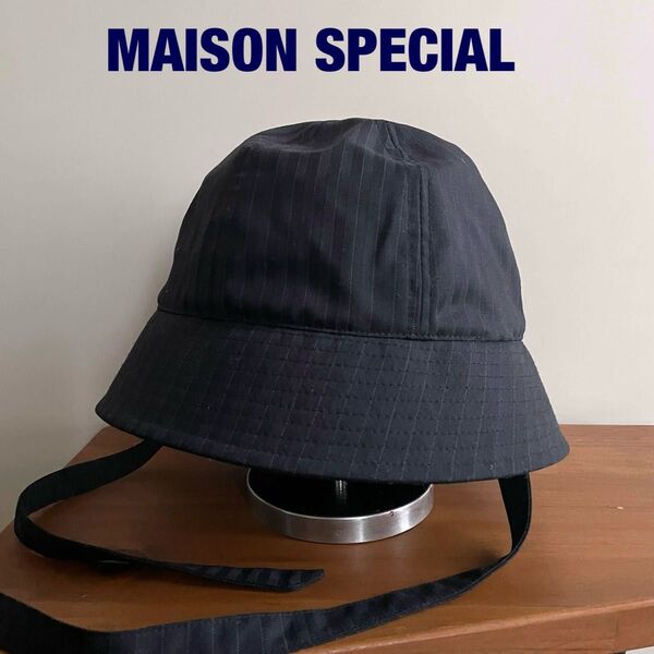 MAISON SPECIAL メゾンスペシャル マルチファブリック メトロハット ブラック ストライプ FREEサイズ