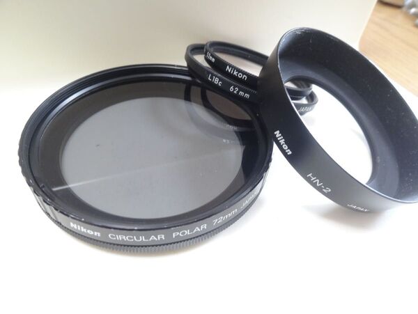 ♪Nikon レンズフィルター 52mm & 62mm レンズフード HN-2 偏光フィルター72mm 4点セット