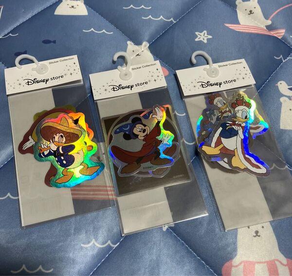 ディズニー 4枚入り×3◆ファンタジア ミッキー ドナルド パンチート ホセキャリオカ◆シール ステッカー ホログラム 三人の騎士