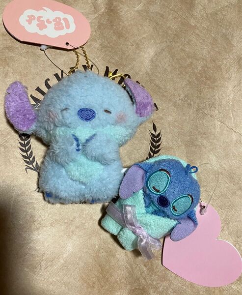 ディズニー ストア スティッチ 2個◆ほっちょ ぬいぐるみ キーホルダー キーチェーン おくるみ ベビー 赤ちゃん スティッチ