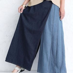 【廃盤】n'OrLABEL ノアール カシュクール風アシメプリーツワイドデニムパンツ オシャレウォーカー