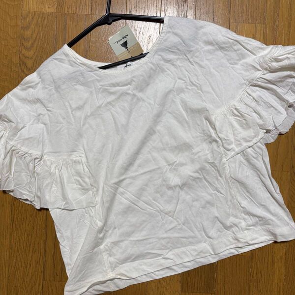 【新品】niko and ニコアンド 袖フリルワイドTシャツ ホワイト 半袖 タグ付き