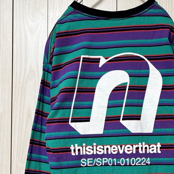 ディスイズネバーザット thisisneverthat ボーダー Tシャツ ロンT ビッグロゴ 長袖 メンズ S
