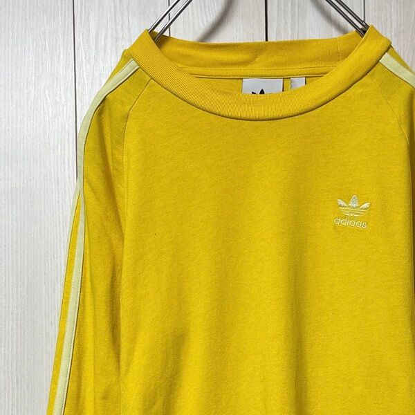 アディダス オリジナルス adidas ロンT Tシャツ 長袖 刺繍ロゴ トレフォイル スリーライン ワンポイント メンズ M