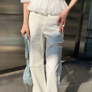 GRL スリットダメージワイドパンツ