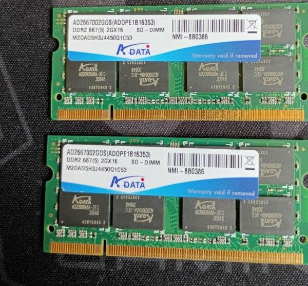 PCパーツ ADATA DDR2メモリ 2GB×2枚セット DDR2 合計4G