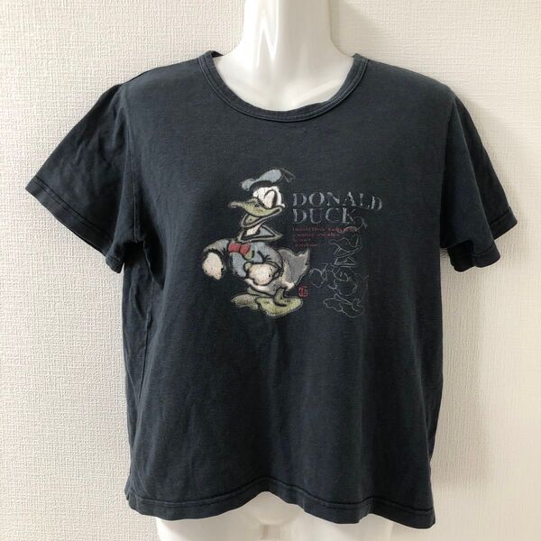 tシャツ 半袖 ディズニー disney ディズニーランド ドナルド ブラック 黒 ロゴ イラスト 春 夏 秋 L カットソー