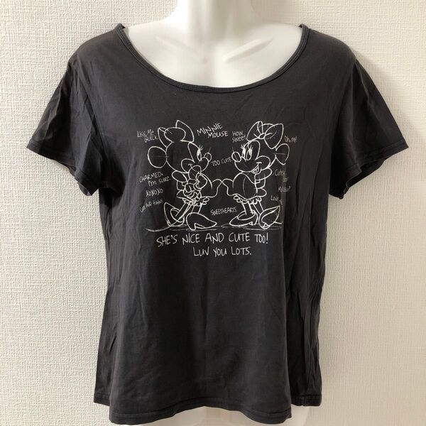 tシャツ 半袖 半袖tシャツ disney ディズニー ミニー ミニーちゃん ブラック 黒 春 夏 秋 シンプル ロゴ イラスト