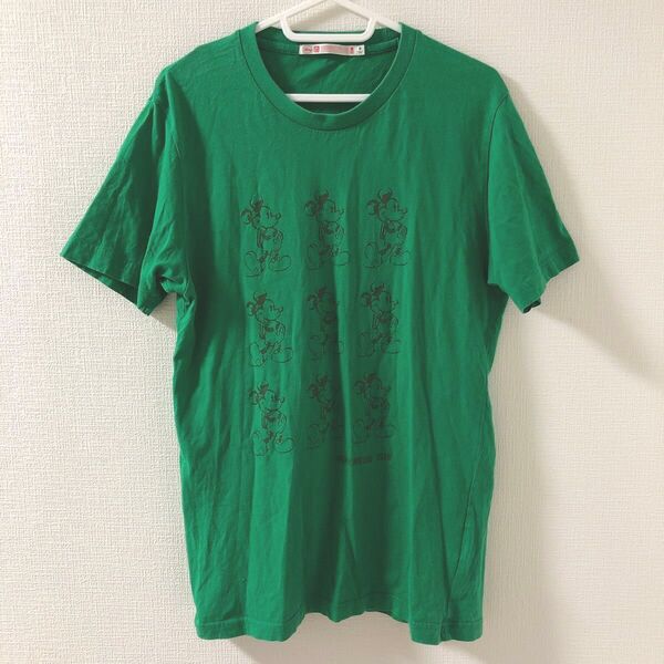 ユニクロ UNIQLO tシャツ 半袖tシャツ 緑 グリーン M ゆったり ディズニー disney ミッキー 春 夏 秋 コラボ