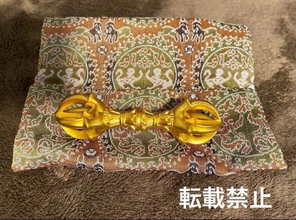 【未使用・京都製】五鈷杵 9.2cm 袋付き 密教法具 寺院仏具 手道具 金剛杵 ごこしょ お守り 魔除け 弘法大師空海