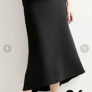 美品 VERMEIL par iena スカート 平二重織り後ろフレアスカート アシンメトリー Aライン フレア ブラック
