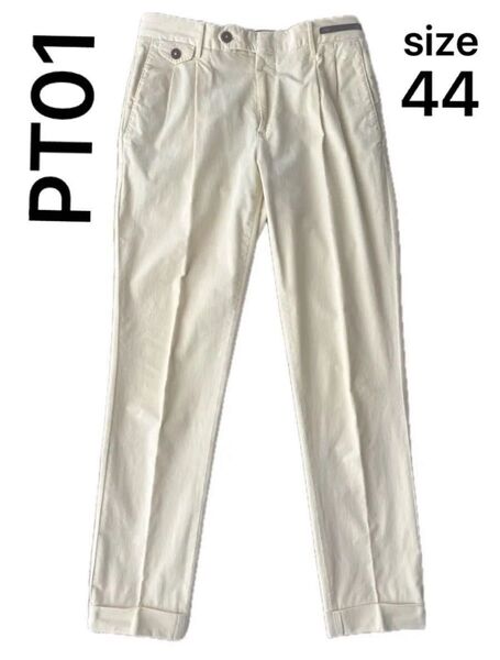 PT01 ピーティーゼロウーノ 44 コーデュロイ スラックス ホワイト アイボリー gentleman FIT