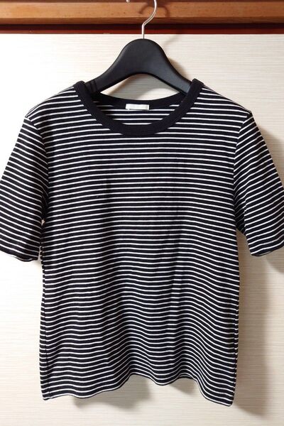 GU リブT ボーダー&ブラック Lサイズ 半袖