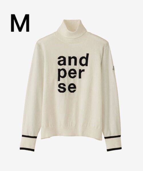 【タグ付新品】and per seアンパスィ防風スリーブタートルネックセーター★M★ホワイト