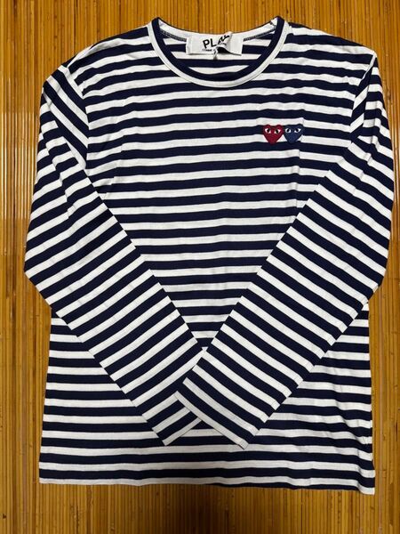 PLAY COMME des GARCONS コムデギャルソン ボーダー トリコロール ハートワッペン カットソー