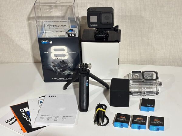 【正常作動品】ゴープロ GoPro HERO 8 Black 防水ハウジング バッテリー4本 三脚