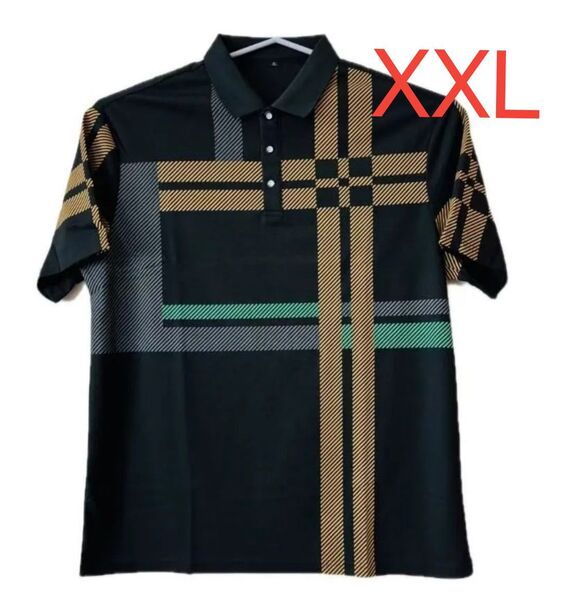 メンズ ポロシャツ ゴルフウェア チェック柄 大きサイズ XXL