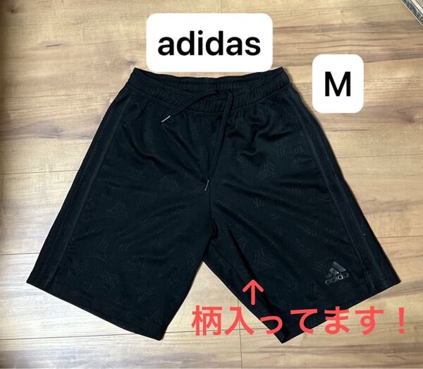 adidas アディダス ハーフパンツ ブラック 柄入り メンズ サッカー 短パン トレパン ランニング トレーニング M