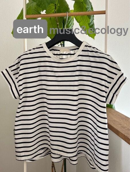 earth muric&ecology 半袖 ボーダー Tシャツ カットソー 白 黒 アースミュージックアンドエコロジー