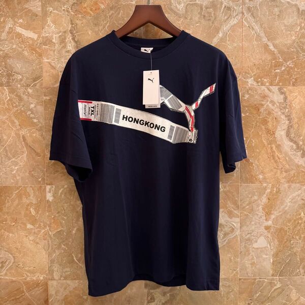 新品未使用 香港限定 PUMA プーマ Tシャツ ネイビー L