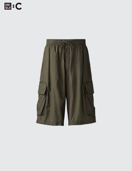 UNIQLO:C ワイドフィットカーゴハーフパンツ オリーブ M