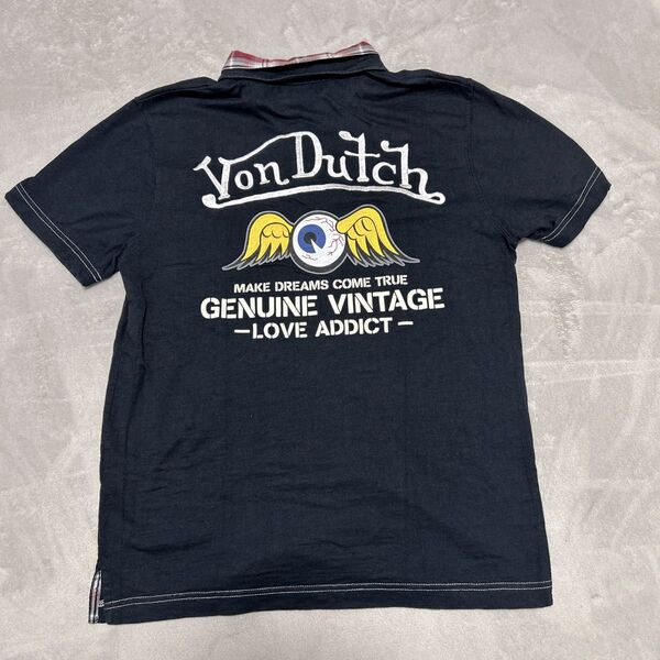 ボンダッチ Von Dutch Genuine Vintage ポロシャツ アイボール ロゴ刺繍 ブラックM