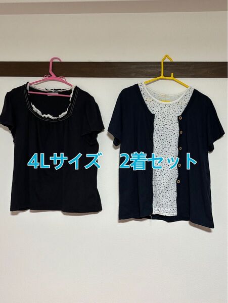 4L サイズ Tシャツ カットソー 2着セット ゆったり 大きいサイズ