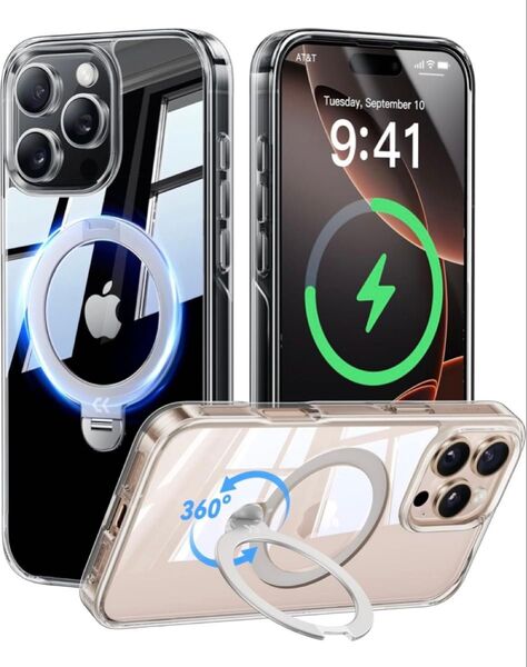 CASEKOO iPhone 16 ProMax用ケース 定点360°回転リング