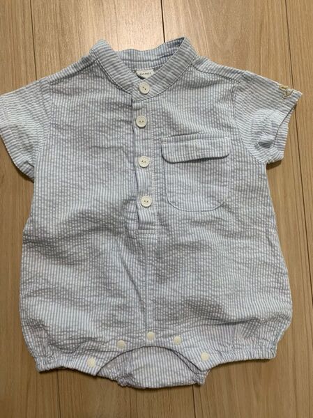 バースデイ コトリ ロンパース ストライプ 夏服 70 シャツ ベビー服 半袖
