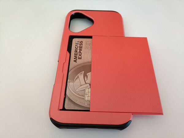【新品】 iPhone16 ケース ハード型 カード入れ付 背面カバー ICカード格納可 赤色 レッド 複数あり