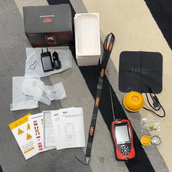 LUCKYLAKER ワイヤレス 魚群探知機 ポータブル 魚探 中古 振動子新品
