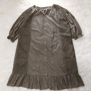TO BE CHIC ワンピース レース フリル ゆったり 40 カーキ