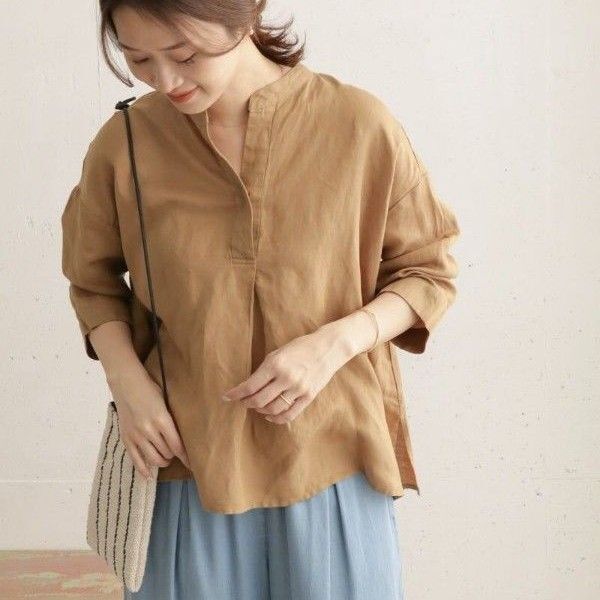 URBAN RESEARCH DOORS スキッパーシャツ リネン ゆったり