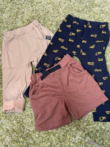 100 95 ハーフパンツ ショートパンツ パンツ 半ズボン 保育園着 まとめ売り 3着セット