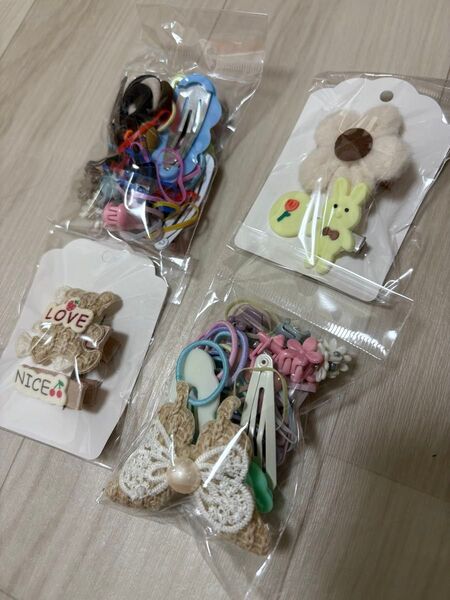 ヘアピン ヘアゴム 大量セット 花 リボン くま カラフル 保育園 幼稚園 ギャル 原宿 派手 おしゃれ ヘアセット アクセサリー